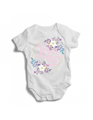 Jesus Loves me, this I know, flowers baby girl bodysuit