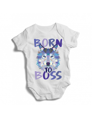 Born to boss, blue design baby bodysuit