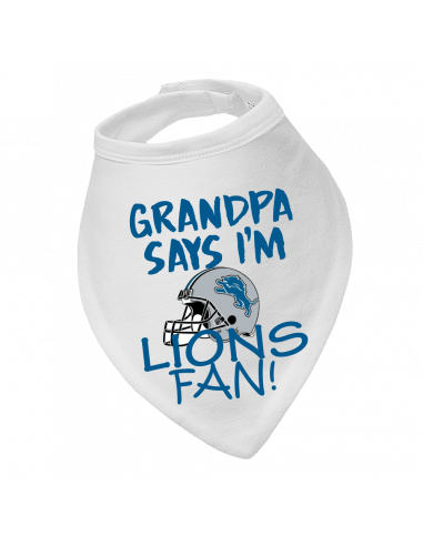 Baby bandana bib Grandpa say's I'm Lions fan!