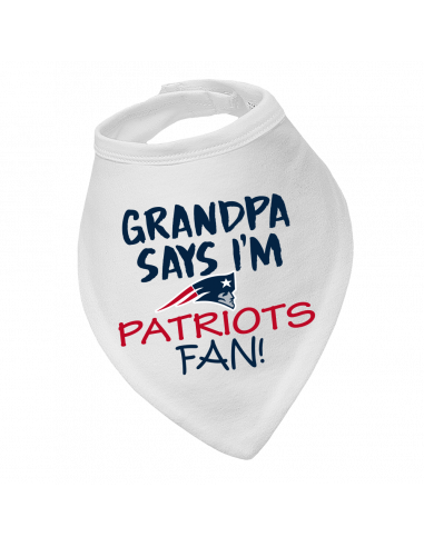Baby bandana bib Grandpa say's I'm Patriots fan!