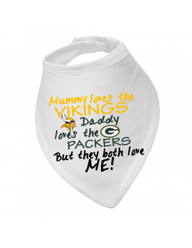 Baby bandana bib Mummy Loves Vikings, Daddy Loves Packers