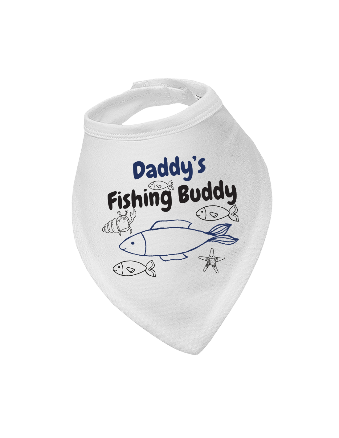 Baby bandana bib, Daddy's Fishing Buddy white drool bib