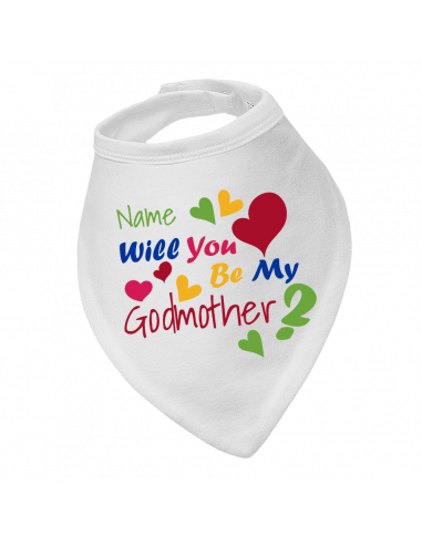 Baby bandana bibs, Will You Be My Godmother, personalised