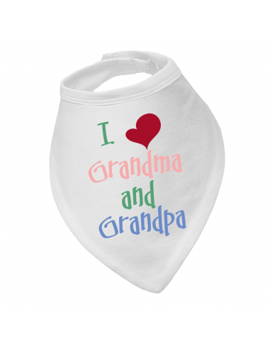 Baby bandana bib, I Love Grandma and Grandpa