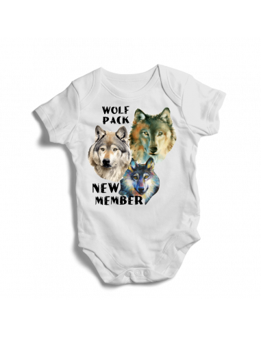 Wolf pack new member, baby bodysuit, multicolor