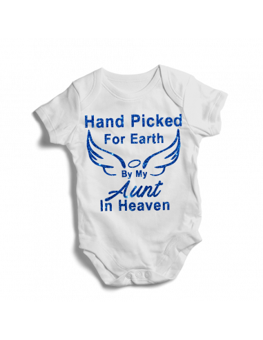 Hand picked for earth by my Aunt in heaven, baby bodysuit with glitter