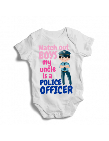 Watch out boys, my uncle is a police officer, baby bodysuit
