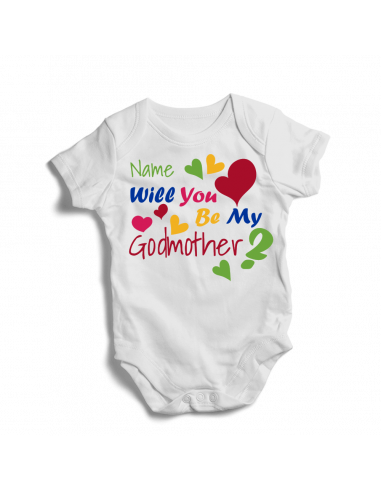 Will you be my godmother? Personalised baby bodysuit