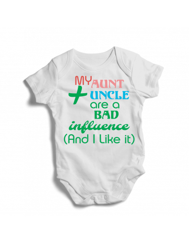 My aunt + uncle are a bad ioficialuence and I like it, baby bodysuit