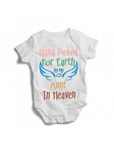Hand Picked by my aunt in heaven, cute white baby bodysuit