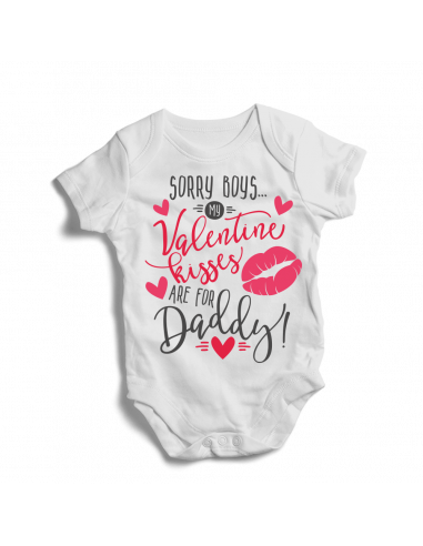 Sorry girls, valentine kisses are for daddy, baby bodysuit