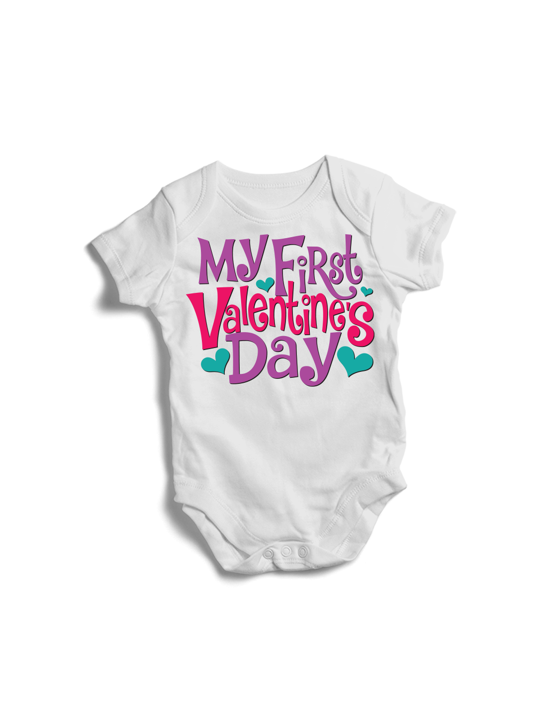 Valentines Quote My First Valentines Day Bodysuit with Name Embroidered Body Suit