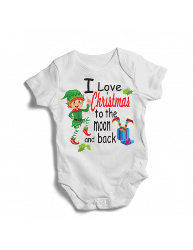 I love Christmas to the moon and back, baby bodysuit
