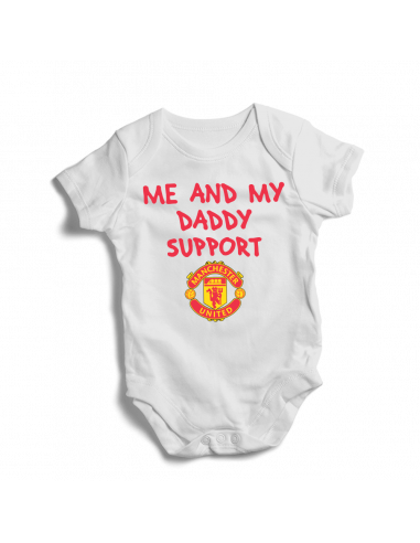My and daddy support Manchester united, baby bodysuit