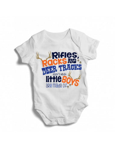Rifles racks & deer tracks, little boys, baby bodysuit