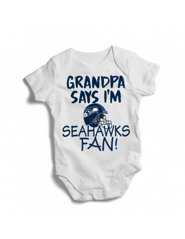 Seattle Seahawks Watching With Grandpa Baby Short Sleeve Bodysuit 
