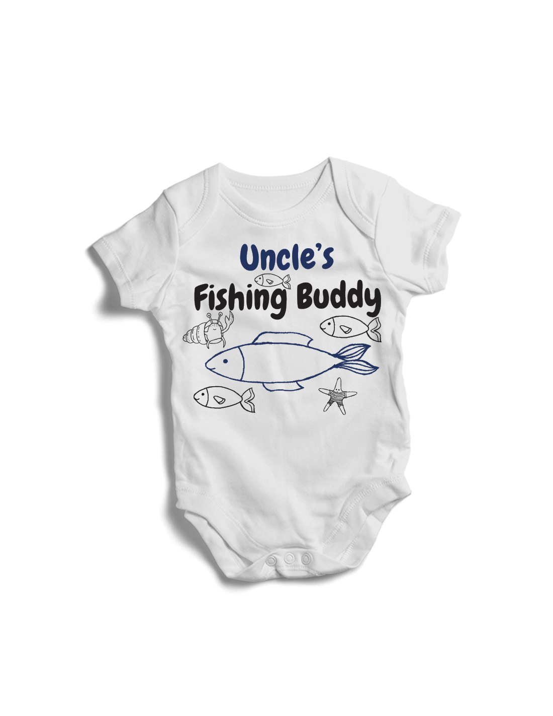 Uncle's fishing buddy, little fisher baby onesie